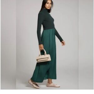 Elegant Black and Green Women's Dress Anthropologie